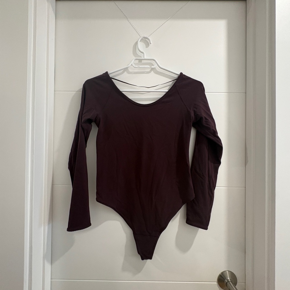 Lululemon Long Sleeve Bodysuit Plum Burgundy Scoop Neck Athletic Yoga Top